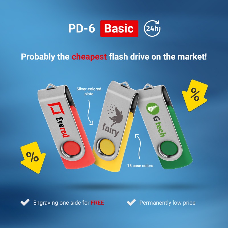 PD-6 Basic – wahrscheinlich der günstigste Werbe-USB-Stick mit Logo auf dem Markt für Werbegadgets